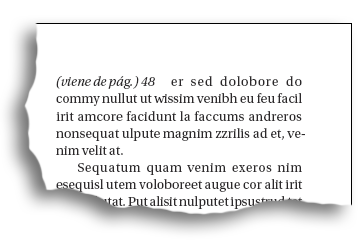 Ejemplo de uso del número de página anterior en un viene.