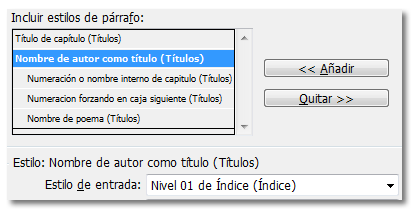 A cada entrada seleccionada por un estilo le aplicamos un estilo para formatearla en el índice de InDesign.