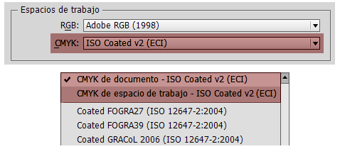 El perfil CMYK de trabajo, el perfil CMYK del documento y el perfil de calidad de salida deben ser el mismo para evitar problemas.