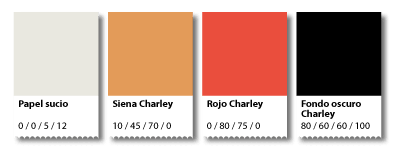 Las cuatro muestras de color que componen el cartel en InDesign.
