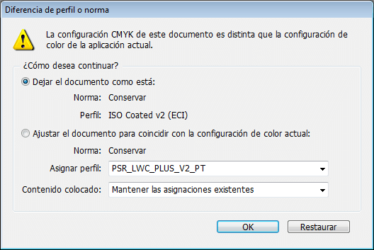 Respetaremos los perfiles de color de los documentos siempre porque sabemos que los hemos establecido bien.