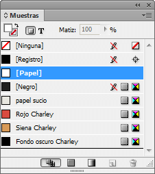 Las muestras de color en InDesign