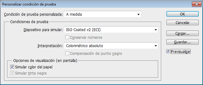 La ventana de Ajuste de prueba en Adobe Photoshop. 