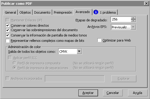 Guardar como PDF: Apartado Avanzado