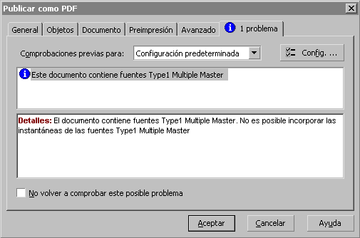 Guardar como PDF: Apartado de posibles problemas