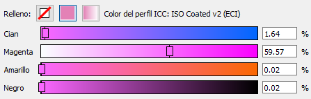 Un espacio de color CMYK con perfil ICC en Enfocus PitStop Pro.