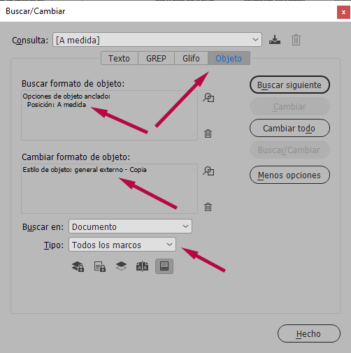 imagen objetos anclados en Adobe InDesign.