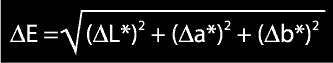 La fórmula matemática para calcular el valor delta E entre dos colores.