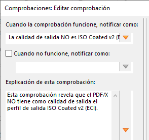 La descripción de una comprobación de Acrobat DC.