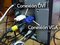 Las conexiones de los monitores a la CPU.