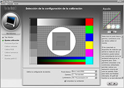 Este es el cuadro de diálogo para fijar los ajustes de calibración.