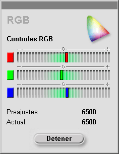 Aquí, con mucho cuidado, equilibras los tres colores RGB.