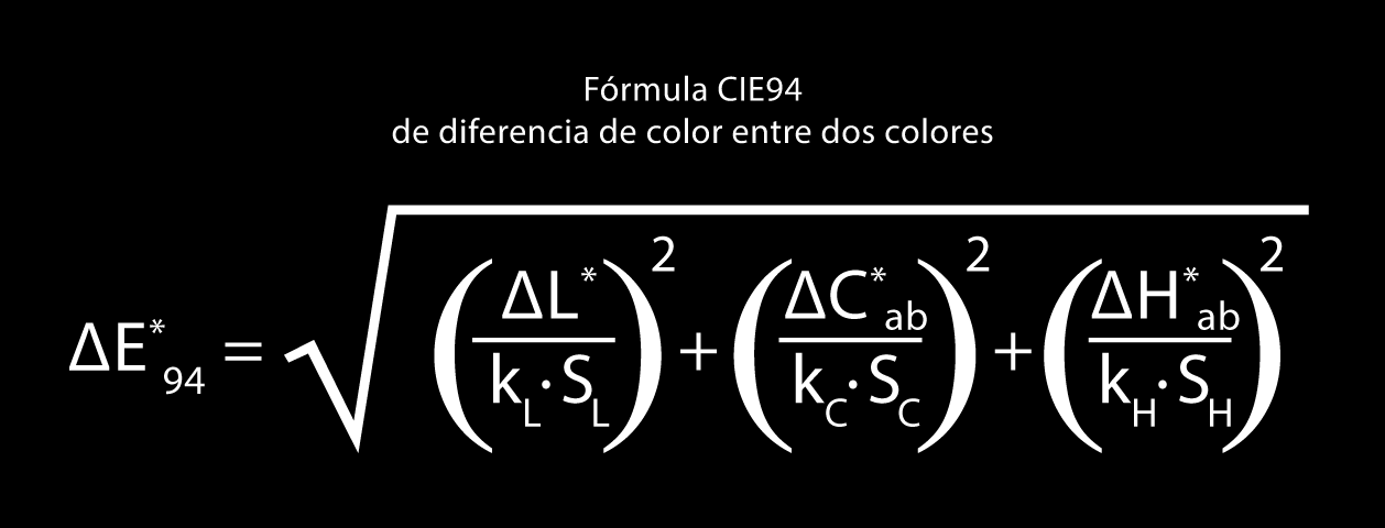 La fórmula de diferencia de color CIE94.
