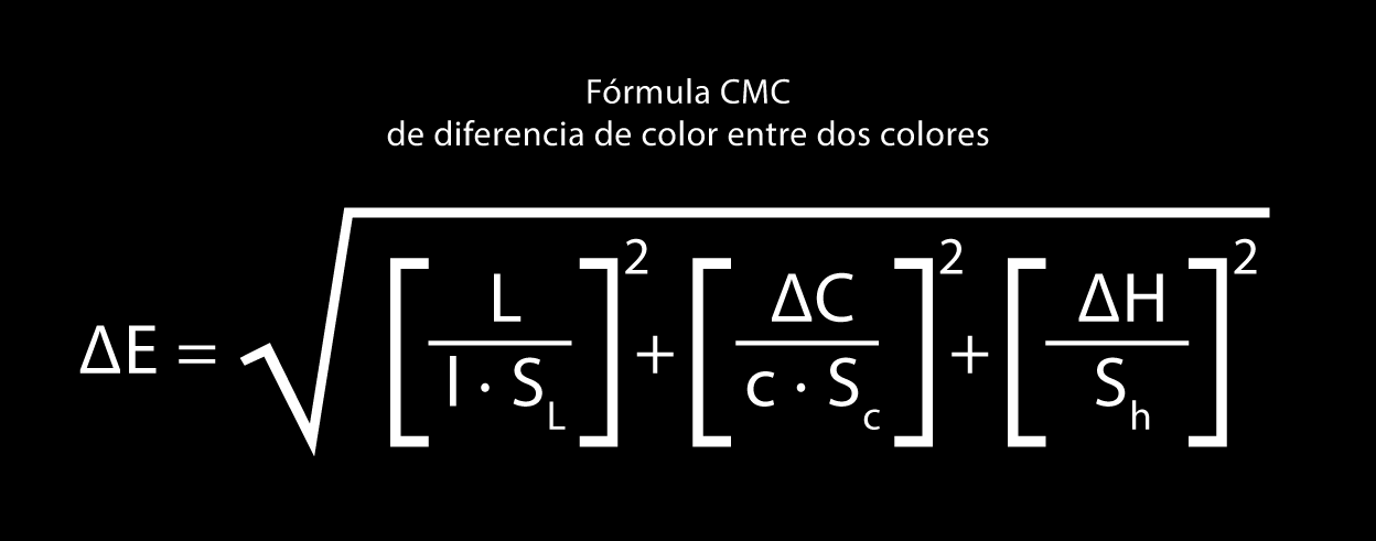 La fórmula CMC de cálculo de diferencias de color.