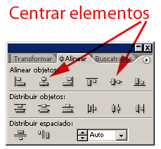 LAs opciones de alineación en Illustrator CS2.