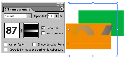 Tonos de luminosidad distintos de 0 o 100 permiten transparencia parcial en una máscara de opacidad.