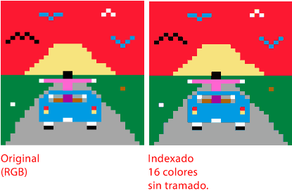 Una imagen sin casi colores pasa bien a color indexado.