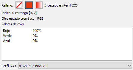 Un coilor indexado con perfil de color ICC en el inspector de Enfocus PitStop Pro.