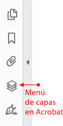 El menú Capas en Adobe Acrobat.