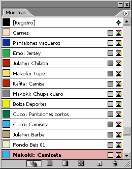 Paleta de colores.