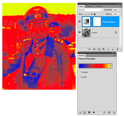 Efecto con una capa de mapa de degradado de Photoshop