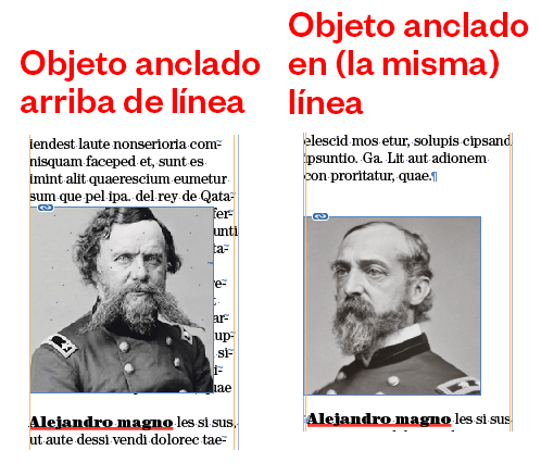 Objetos anclados en Adobe InDesign.