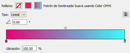 Un degradado vectorial (shading) en el inspector de Enfocus PitStop Pro.