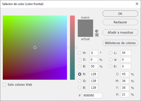 Color RGB 128. El gris neutro.